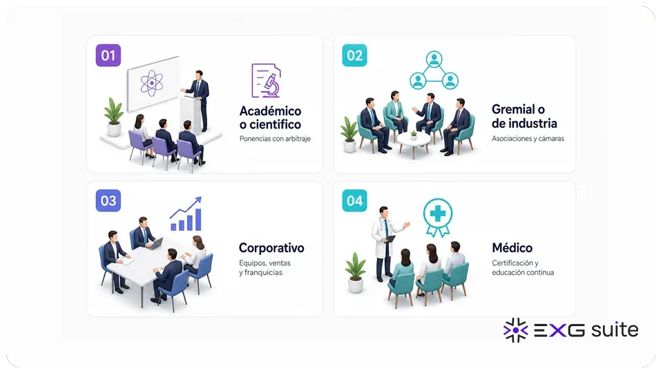 Cuatro tipos de congresos ilustrados