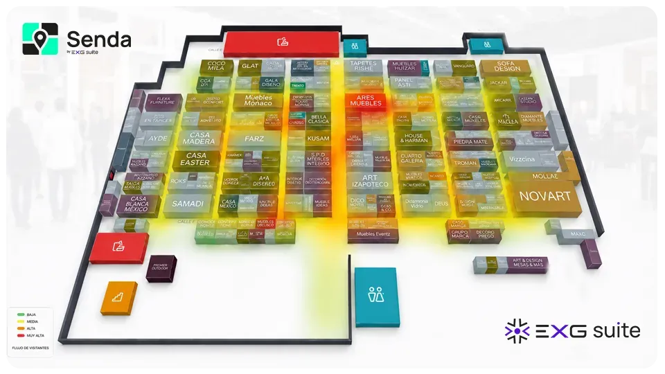 Mapa de calor EXG Senda en piso de expo