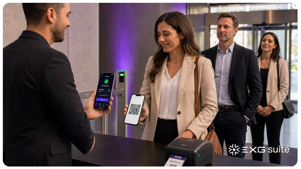 Registro en sitio con tablet en la entrada