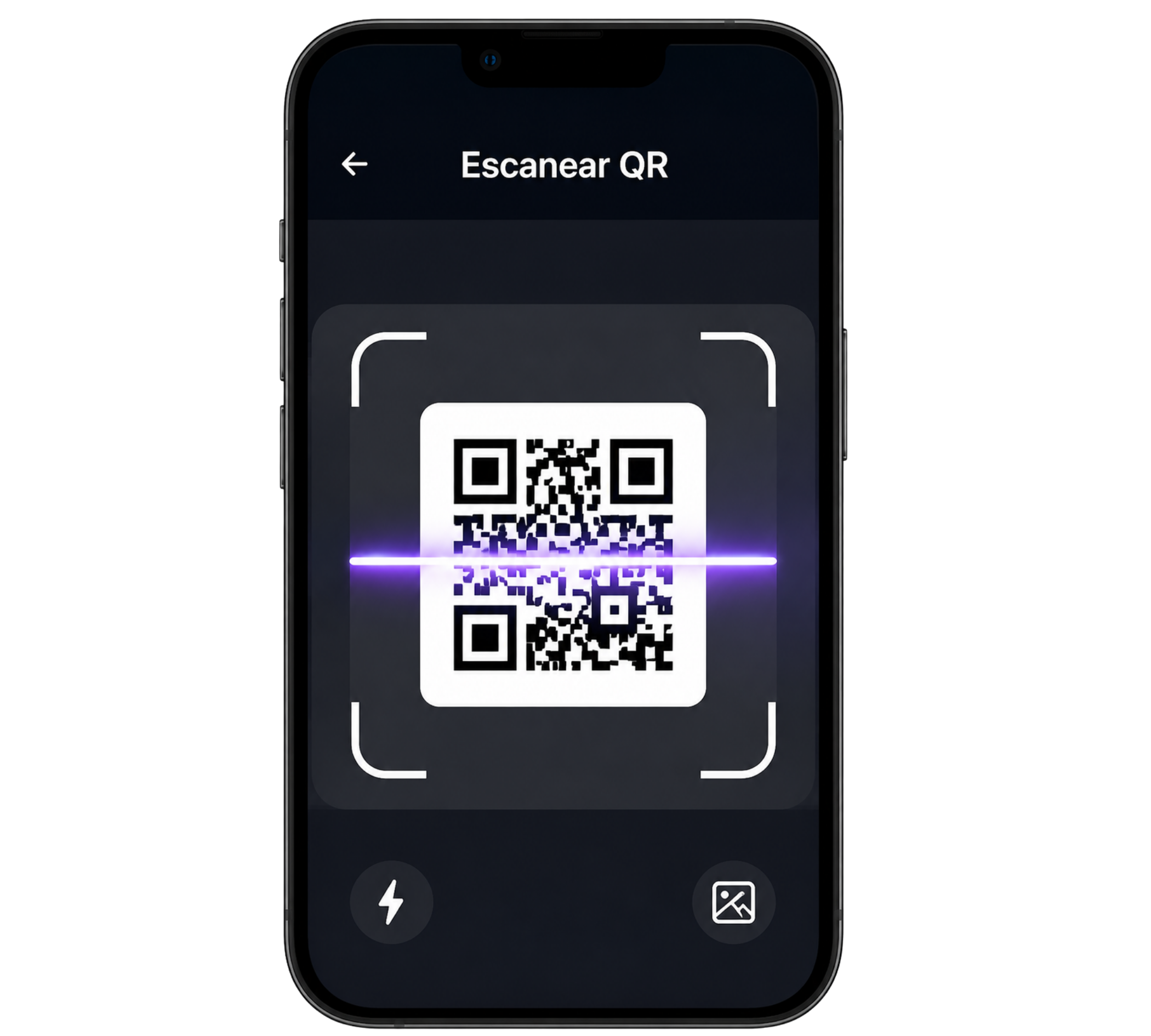 Aplicación de expositor escaneando un código QR